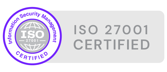 ISO 27001 Certified Seal with the Words ISO 27001 Certified