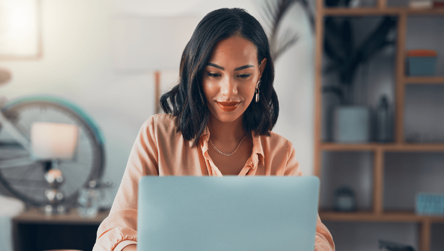 A woman working on her laptop
