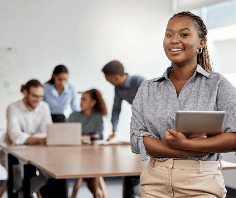 Team members working in an office