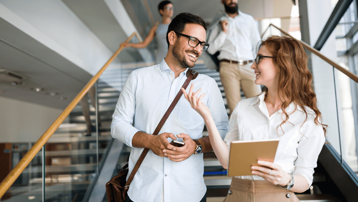 A man and a woman discussing subrogation.