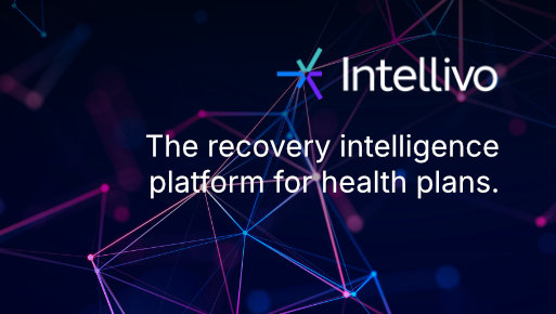 Intellivo - The recovery inteligence platform for health plans. Background image of connected data nodes and the Intellivo logo.